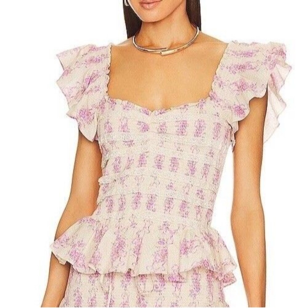 Love Shack Fancy Compass Top French Lilac Women’s S Sweetheart Coquette Floral